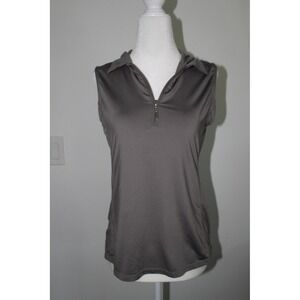 Golftini Womens Sleeveless Quarter‎ Zip Golf Polo Shirt Gray Size M